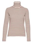 Slim Striped Ribbed Turtleneck Brown GANT