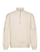 Koji Half Zip Sweat-Whitecap Gray Cream Edwin