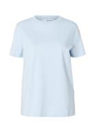 Slfmyessential Ss O-Neck Tee Noos Blue Selected Femme