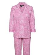 Lrl Heritage 3/4 Sl Classic Notch Pj Set Pink Lauren Ralph Lauren Home...
