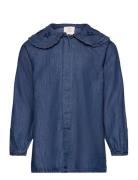 Super Light Denim Blouse W. Embroidery Blue Copenhagen Colors