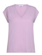 Cc Heart Basic V-Neck T-Shirt Purple Coster Copenhagen