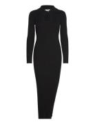 Ribbed Knit Dress With Opening Black Mango