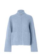 Slfsia Ras Ls Knit Zipper Cardigan Noos Blue Selected Femme