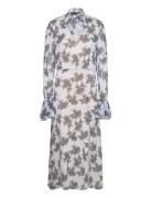 Chiffon Bow Midi Dress Blue ROTATE Birger Christensen