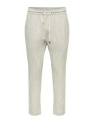 Onslinus Crop 0136 Stripe Linen Pant Cream ONLY & SONS