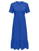Onlmay Life S/S Peplum Calf Dress Jrs Blue ONLY