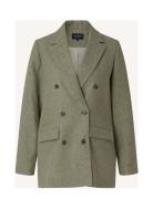 Remi Double-Breasted Wool Blend Blazer Green Lexington Clothing