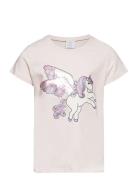 Top S S Unicorn Print And Sequ Pink Lindex