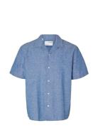 Slhrelaxnew-Linen Shirt Ss Resort Blue Selected Homme