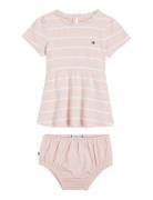 Baby Striped Rib Dress S/S Pink Tommy Hilfiger