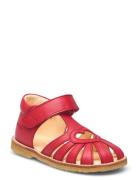 Sandals - Flat - Closed Toe - Red ANGULUS