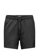 Onsted Life Solid Seersucker Swim Noos Black ONLY & SONS