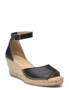 Slfingrid Leather Wedge Espadrilles Black Selected Femme