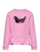 Sequins Volant Sweatshirt Pink Tom Tailor