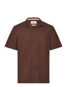 Akleo S/S Cot/Linen Shirt Brown Anerkjendt