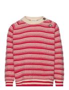 O-Neck Light Nordic Knit Sweater Red Petit Piao