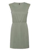 Vmemily Sl Gathering Dress Jrs Noos Green Vero Moda