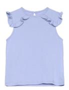 Frills Cotton T-Shirt Blue Mango