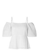 Slfanelli 3/4 On Off Shoulder Top B White Selected Femme