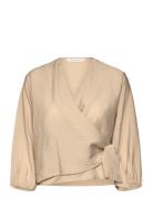 Mschaudia 3/4 Wrap Top Beige MSCH Copenhagen