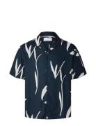Slhrelax-Rajesh Shirt Ss Aop Navy Selected Homme