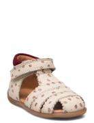 Starters? Scallop Velcro Sandal Patterned Pom Pom