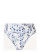 Sara High-Waisted Printed Bikini Bottom Blue Lexington Clothing