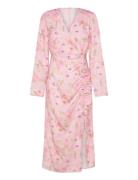 Drawstring L/S Midi Dress Pink Bubbleroom