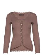 Rwbabette Ls V-Neck Regular Lace Ca Brown Rosemunde