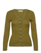 Silk Cardigan W/ Lace Green Rosemunde