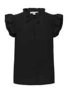 Top W/Ruffles Black Rosemunde