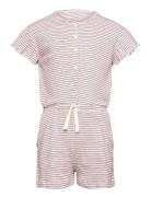 Striped Jumpsuit With Ruffles Pink Copenhagen Colors