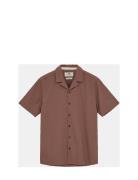 Akleo S/S Seersucker Shirt Brown Anerkjendt