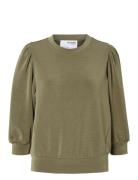 Slftenny 3/4 Sweat Top Noos Khaki Selected Femme