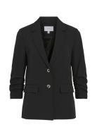 Vimary 3/4 Ruching Blazer Black Vila