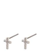 Clara Recycled Crystal Cross Earrings Silver Pilgrim