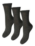 Pcsebby Glitter Long 3P Socks Noos Bc Black Pieces