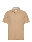 Akleo S/S Seersucker Shirt Beige Anerkjendt