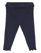 Cotton Ribbed Leggings Navy Mango