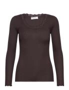 Silk T-Shirt W/ Lace Brown Rosemunde