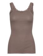 Silk Top W/ Lace Brown Rosemunde