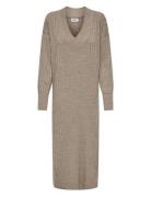 Onlnew Tessa L/S Midi V Dress Knt Noos Beige ONLY