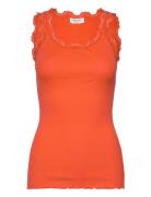 Silk Top W/ Lace Orange Rosemunde