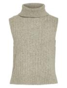 Vibeluna High Neck S/L Knit Vest-Noos Beige Vila