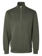 Slhemanuel Soft Zip High Neck Sweat Noos Khaki Selected Homme