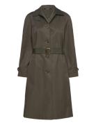 Belted Cotton-Blend Trench Coat Green Lauren Ralph Lauren