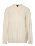 Pleated Georgette Blouse Cream Lauren Ralph Lauren