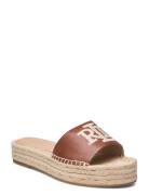 Polly Burnished Leather Espadrille Brown Lauren Ralph Lauren