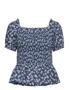 Floral Cotton Voile Peplum Blouse Navy Lauren Ralph Lauren